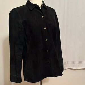 Vintage black suede snap shirt or jacket